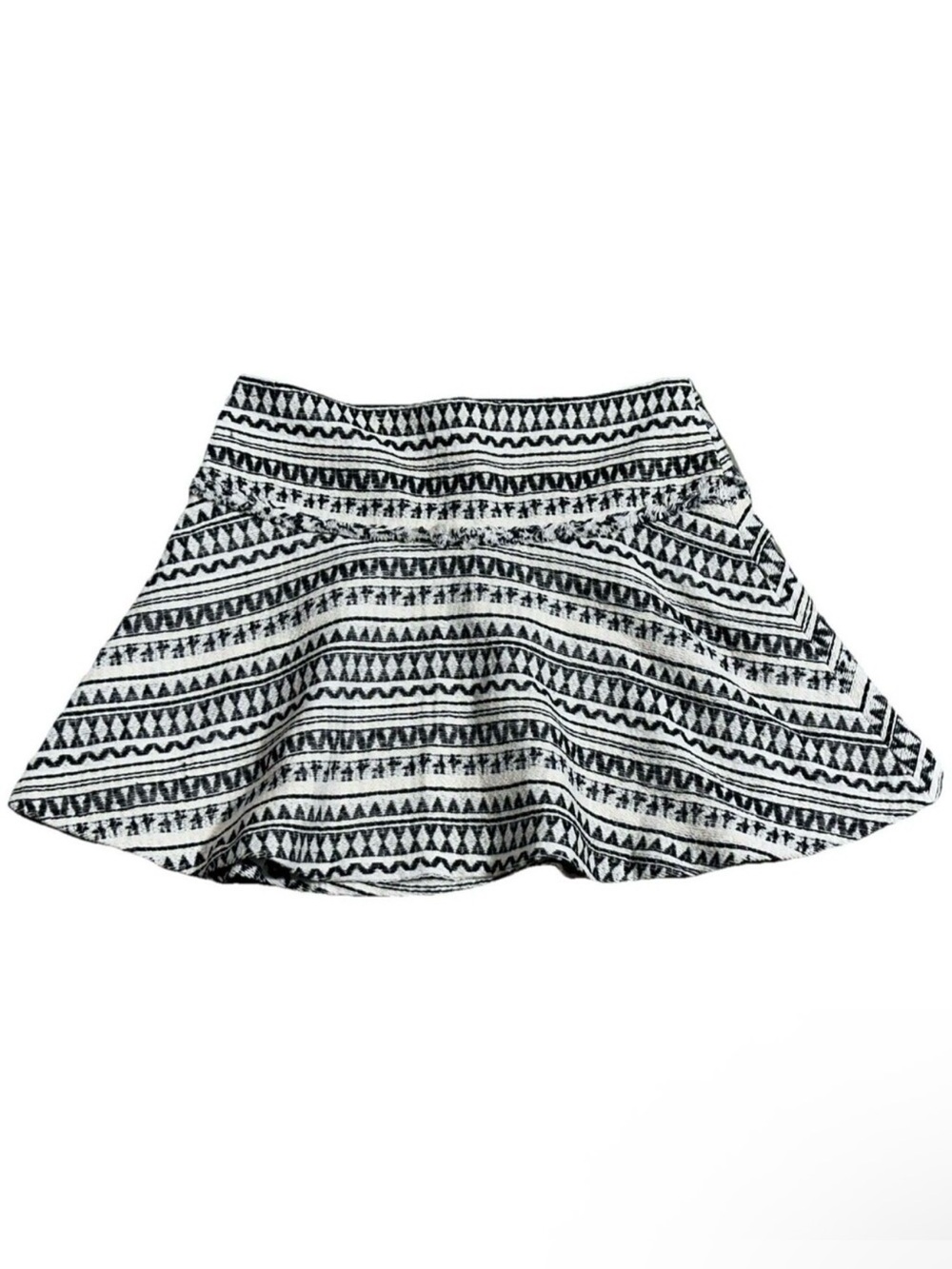 Banana Republic Mini Skirt Womens 8 Cream Black Jacquard Geometric A Line